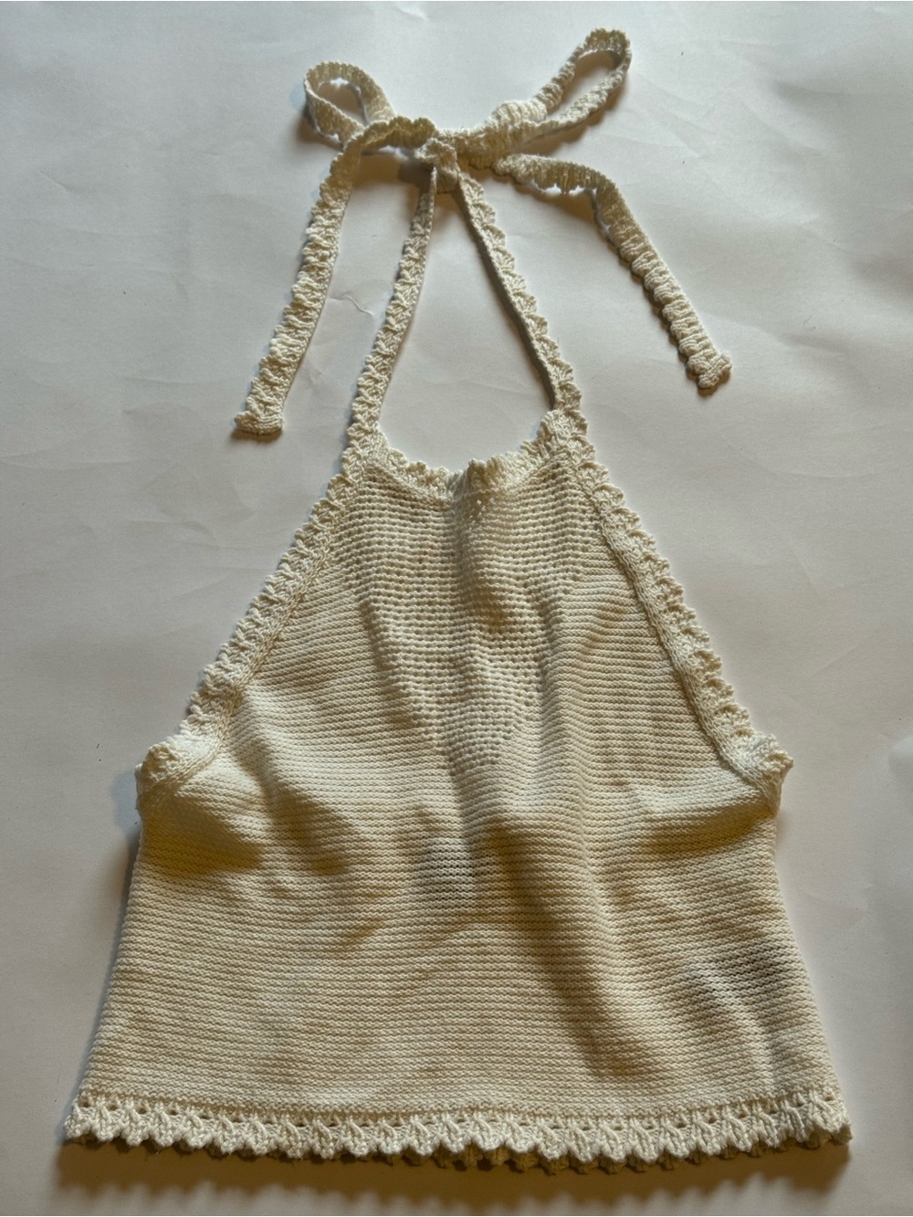 Aerie White Crochet Halter Top Women’s Size S
